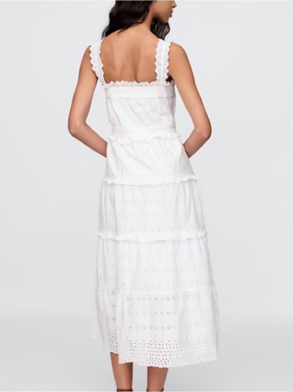 Doen x Gap White Eyelet Tiered Midi Dress - Picture 2 of 8